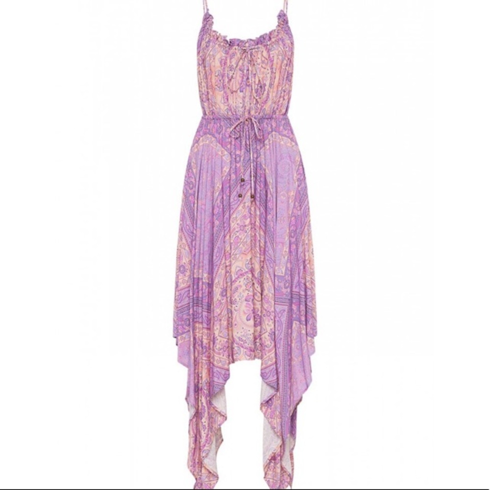 SPELL & THE GYPSY COLLECTIVE FARRAH KERCHIEF SUN DRESS IN LILAC SIZE SMALL